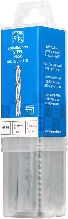 PFERD 25203540 Spiral Drill Steel, Pack of 10, Diameter 10.0 mm, HSS-G N, DIN 338, 118°, Universal Use, Diameter 10 mm - Image 4