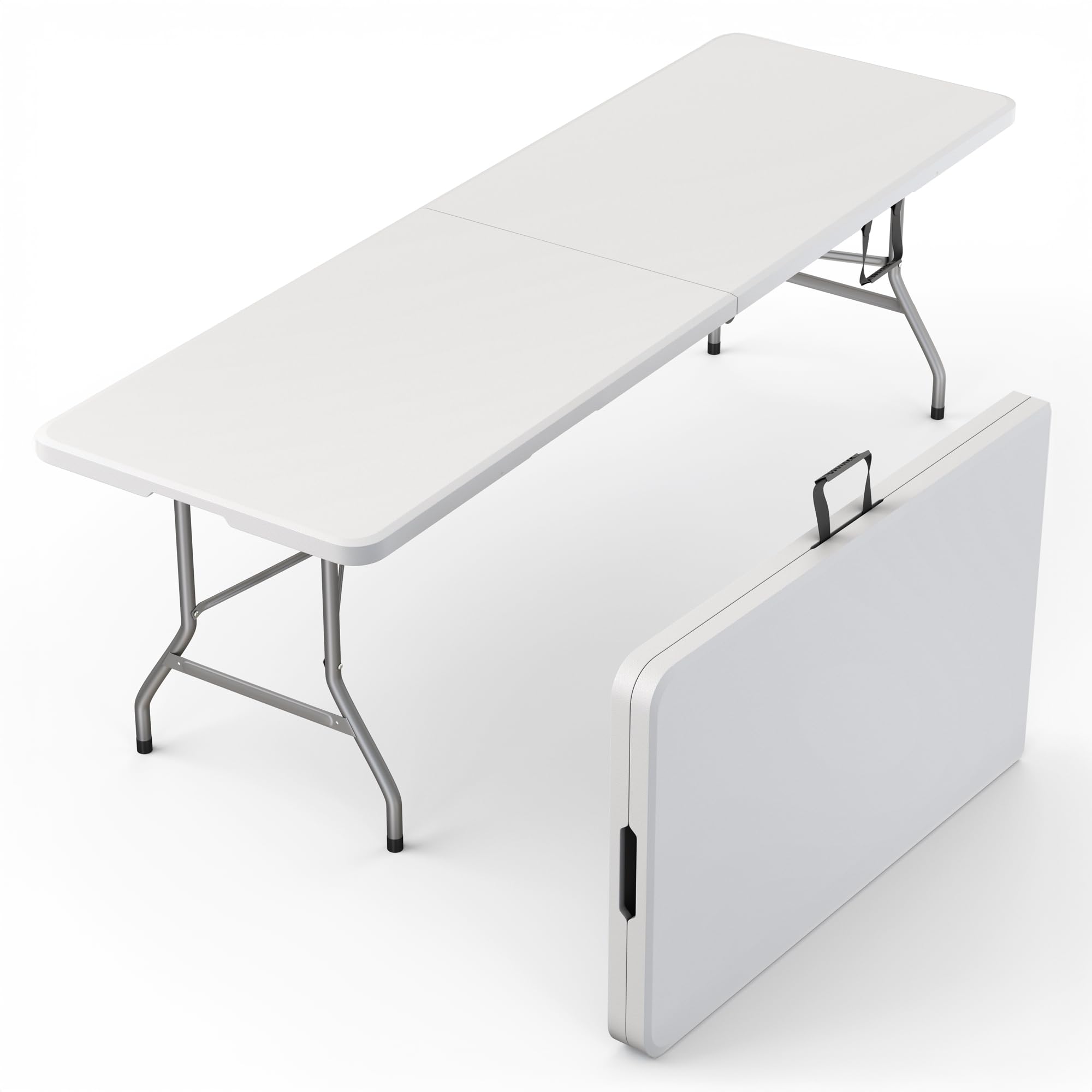 Photo 1 of ****STOCK PHOTO REFERENCE ONLY***Our Modern Space 8 Feet Foldable Table with Built in Handle & Steel Legs | Heavy Duty Portable | Perfect for Party, Dining, Wedding, Events, Picnic Indoor, Outdoor, Camping, Utility, Temporary