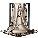 Fonshow Silk Like Scarf Neck Scarves Women’s Large Square Satin Hair Scarf 35 x 35 inches