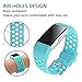POY Replacement Bands Compatible for Fitbit Charge 2, Adjustable Breathable Wristbands with Air Holes Straps, Small Teal 1PC