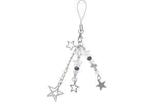 cioatu Cute Y2K Phone Charm Aesthetic Cellphone Chain Strap Lanyard For Phone Pink Strawberry Butterfly Phone Charms for Phone Bag Keychain Airpods Camera (Star Tassel)