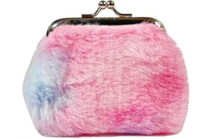 Adam Victor Pastel Blue Furry Coin Purse- Mini Clasp Pouch Key Bags Money Bag/Wallet, Downy Bag Gifts for Girls Kids Purses Wallets Party Favors(Pastel Blue)