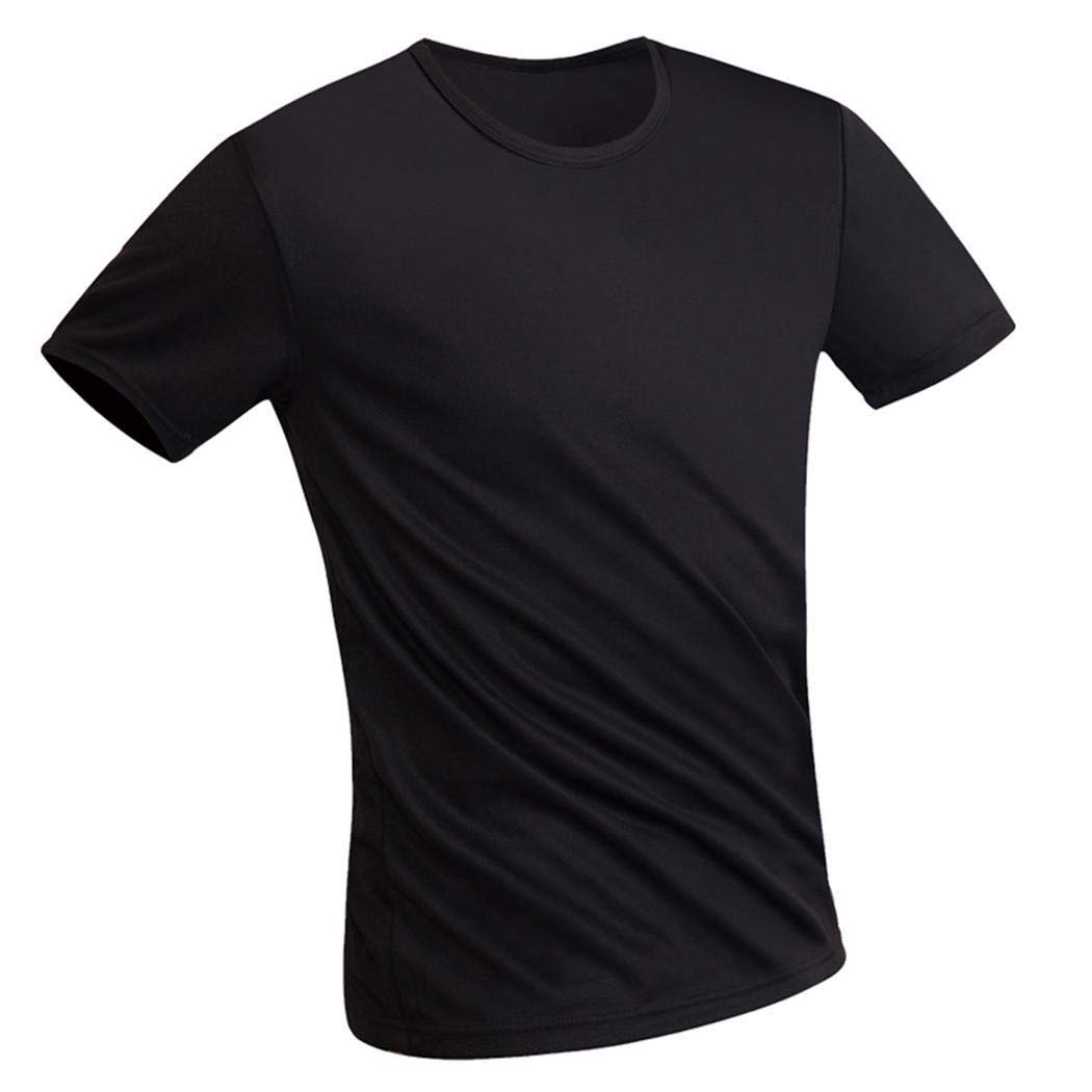 siaodm Men Casual O-Neck Short Sleeve T Shirt, Anti-Dirty Waterproof Antifouling Breathable Quick Dry Solid T-Shirt Black