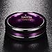 Nuncad Purple Tungsten Ring for Men 8mm Center Grooved Black Matte Finish Beveled Edge Size 7 to 12