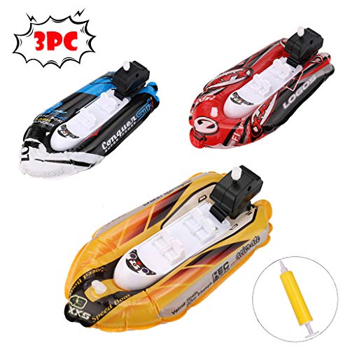 Mini Inflatable Yacht Boat,salaheiyodd ã€Ship from USAã€‘Children's Bath Toys Pool Toys Motorboats Inflators Easy to Inflate and Assemble for Boys Girls Kids Toy Set