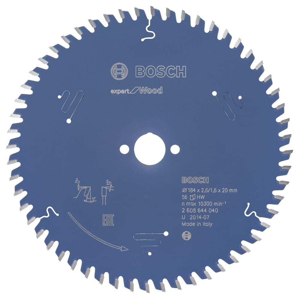 Bosch 2608644040 EXWOH 56 Tooth Top Precision Circular Saw Blade, 0 V, Blue