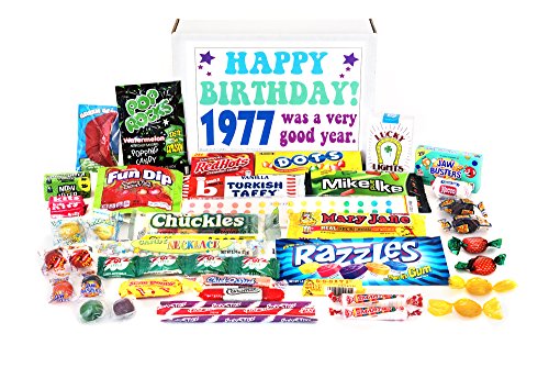 Woodstock Candy ~ 1977 42nd Birthday Gift Box Nostalgic Retro Candy Mix from Childhood for 42 Year Old Man or Woman Born 1977 Jr