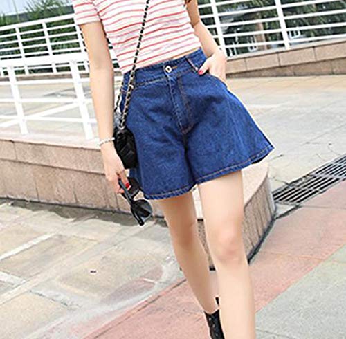 Bravetoshop Women Shorts Jeans Loose High-Waisted Broad-Legged Denim Shorts Loose Short Pants(Dark Blue,M) - Thumbnail 3