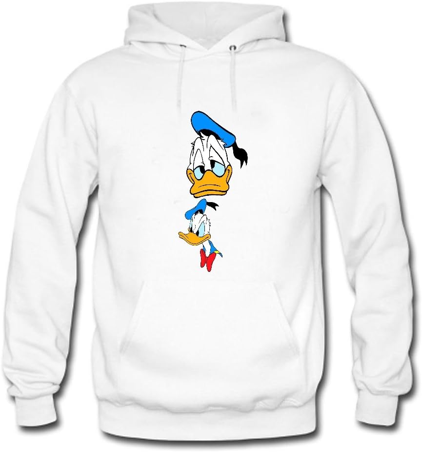 HanjieO Donald Duck Styles Long Sleeve Cotton Hoodie For Men X-Large White