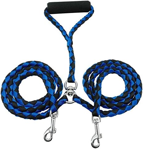 Pundle Double Dog Leash, Dual Twin Leash For Two Dogs - No Tangle, Soft Handle, For Large Medium Small Dogs, Blue