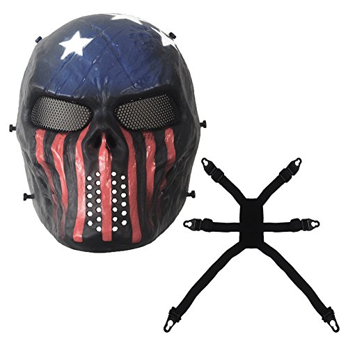 NINAT Airsoft Skull Masks Full Face Tactical Mask with Metal Mesh Eye