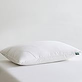 Three Geese White Goose Feather Down Pillows Standard Size Set of 1-100% Cotton, Medium Firm,Soft Support