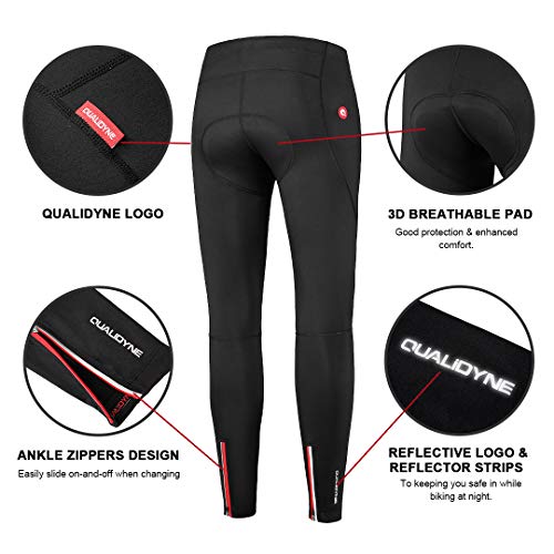image for qualidyne Men's Cycling Bike Pants 3D Padded Winter Cycling Tights Com