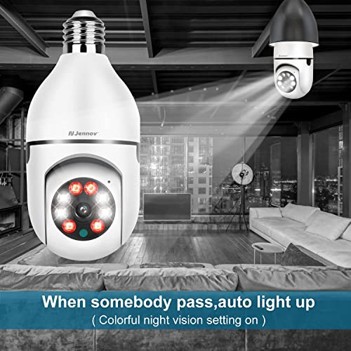 Jennov 1080P Light Bulb Camera,Security Camera System with 2.4GHz WiFi