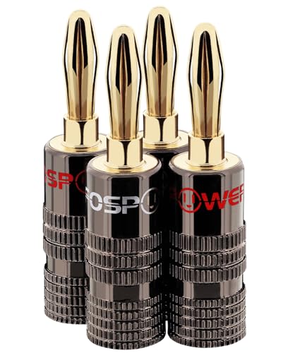 FosPower Banana Plugs 2 Pairs / 4 pcs, Closed Screw