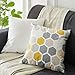 Top Finel Square Decorative Throw Pillow Covers Soft Microfiber Outdoor Cushion Covers 18 x 18 for Couch Sofa Bedroom, Set of 6, Grey & Yellow
