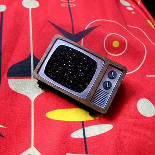 Retro CRT TV Broadcast SMPTE Color Test or Static Brooch Pin, Nostalgic Technology Jewelry - Thumbnail 5