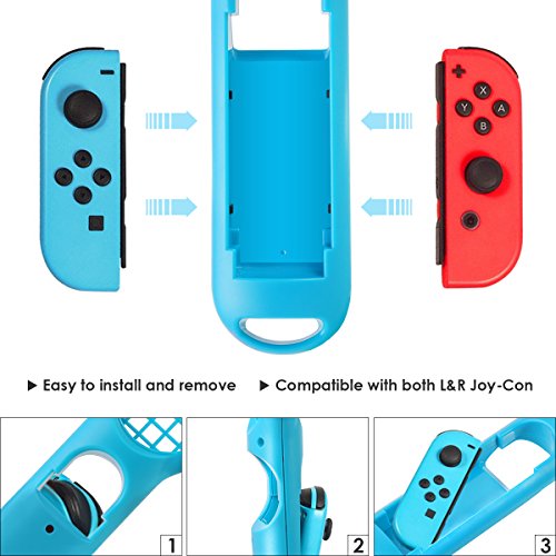 oenbopo Tennis Racket for Nintendo Switch Joy-Con Controller, Accessories for N-Switch Joy-Con Game Mario Tennis ACES - Black and Red - Thumbnail 5