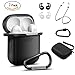 Airpods Accessories - Derhom Airpods Waterproof Silicone Hang Case Cover Anti-Lost Strap, Ear Hooks, Keychain, Headphone Accessories Storage Travel Bag Apple Airpod (Black)