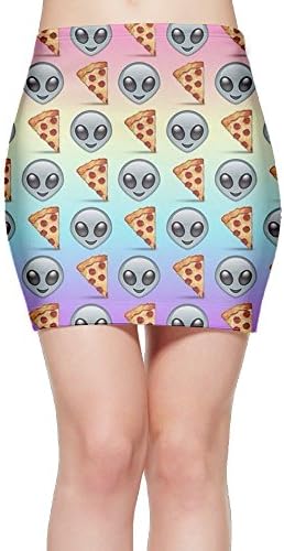 Tightslady Girl Bottom Mini Skirt Knit Alien and Pizza Emoji