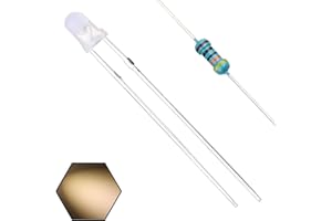 EDGELEC 100pcs 3mm Warm White LED Light Emitting Diodes (White Lens) Diffused Round Lens 29mm Lead Frame (DC 3V) +100pcs Resistors (for DC 6-12V) Included,Bulb Lamps Light Emitting Diode