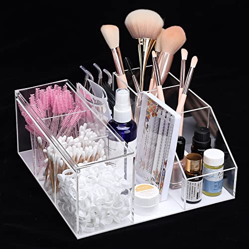 Noverlife Eyelash Beauty Organizer, Display Rack Organizer, Clear Makeup Organizer, Eyelash Extension Supplies Storage Display Box for Grafting Lash Extension, Home & Eyelash Salon - Transparent