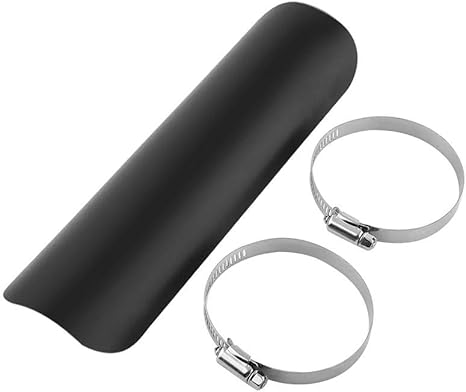 Amazon 排気ヒートシールド パイプヒートシールド マフラーカバーガード オートバイヒートガードカバー 排気管の遮熱板 23cm 熱傷防止カバー 2つのホースクランプセット ブラック マフラーカバー 車 バイク