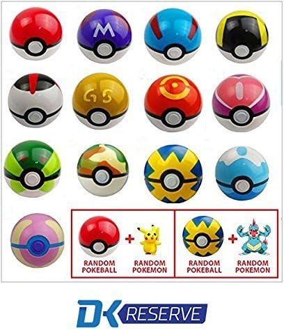Pokemon Pokeball Toys with Action Figure Inside- Real Toy Pokeballs that Open- Includes Two Pokemon Figurines &amp; Pokeballs | DK Reserve Toys by DK Reserve Toys