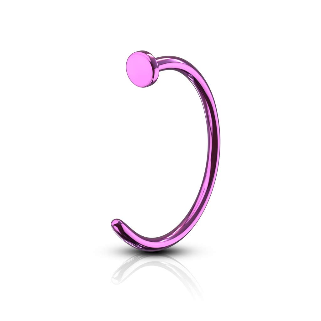 PiercedOff Titanium Purple IP over 316L Surgical Steel Nose Hoop - Thickness 18GA (1mm) / Diameter 10mm