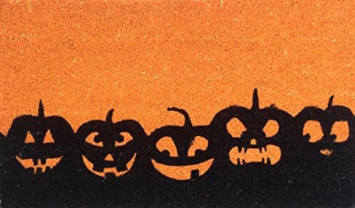 Halloween Jack-O-Lantern Pumpkin Doormat, Coir Fiber with anti-slip PVC backing, 17"x 29"