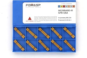 FomaSP MGMN400-M Carbide Grooving Inserts for MGEHR/L and MGIVR/L Grooving Cut-Off Tool Holder, Installed with KOLORY, CVD Yellow Coating, 10pcs