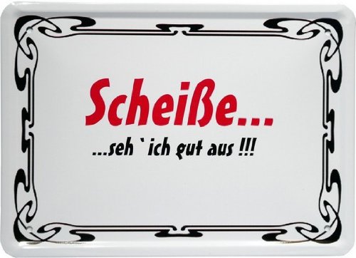 Metal Sign 15 x 21 CM "Scheiße Other places seh ich aus... gut" Slogan MJ 17