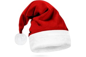 Hexonomy Red Velvet Santa Hat - Pure White Furry Trim, Faux Fur - Luxury Christmas, Deluxe Xmas - Adult, 1 Size