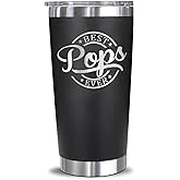 Emily Gift Best Pops Ever Engraved Stainless Steel Tumbler - 20oz - Father's Day, Christmas Gifts - Black, Cylindrical, Reusable