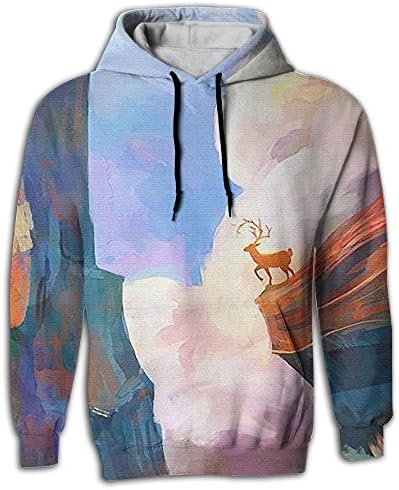 Sandy Edmund Unique LKing of The Deer Men and Women 3D Print Pullover Hooded Sweatshirt Hoodies with Pockets, Large