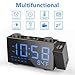 Moskee Projection Alarm Clock Digital Black Dual Alarm Clocks for Bedroom with FM Radio Indoor Thermometer LED Display Classic Style