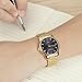 DREAMING Q&P IP Gold Plating Steel Roman Numeral Dial with Rhinestones Luxury Mens Wrist Watches for Man Black 003