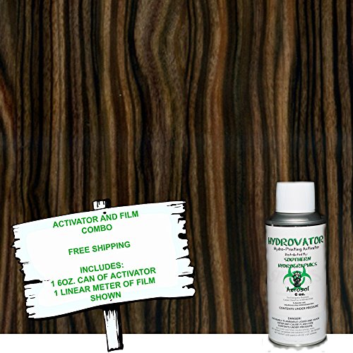 Dark Straight Wood Woodgrain Hydrographic Water Transfer Film Hydro Dip Kit with 6oz Activator