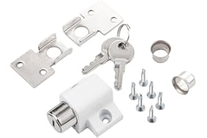 Sliding Sash Patio Door Lock with Key - Aluminum Alloy Security Lock for Baby Child Safety, Push Button Window Restrictor for