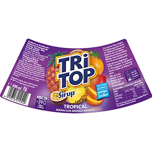 TRI TOP Tropical | kalorienarmer Sirup für Erfrischungsgetränk, Cocktails oder Süßspeisen | wenig Zucker (6 x 600ml) – Bild 4