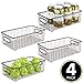 mDesign Metal Farmhouse Kitchen Pantry Food Storage Organizer Basket Bin - Wire Grid Design - for Cabinets, Cupboards, Shelves, Countertops - Holds Potatoes, Onions, Fruit - Large, 4 Pack - Bronze