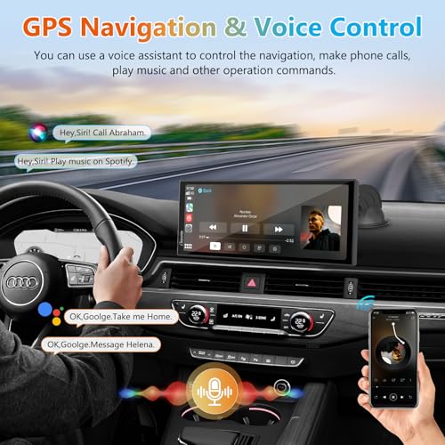 Carpuride W125S - Pantalla inalámbrica de 11.26 pulgadas HD para Carplay y Android Auto, 4K + 1080P + 1080P, cámara Dash para autos con tarjeta de 64GB, con grabación en bucle, Bluetooth, control de