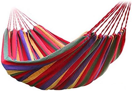 Rrimin Portable Outdoor Hammock Hang Bed Travel Camping Swing Canvas Red Stripe