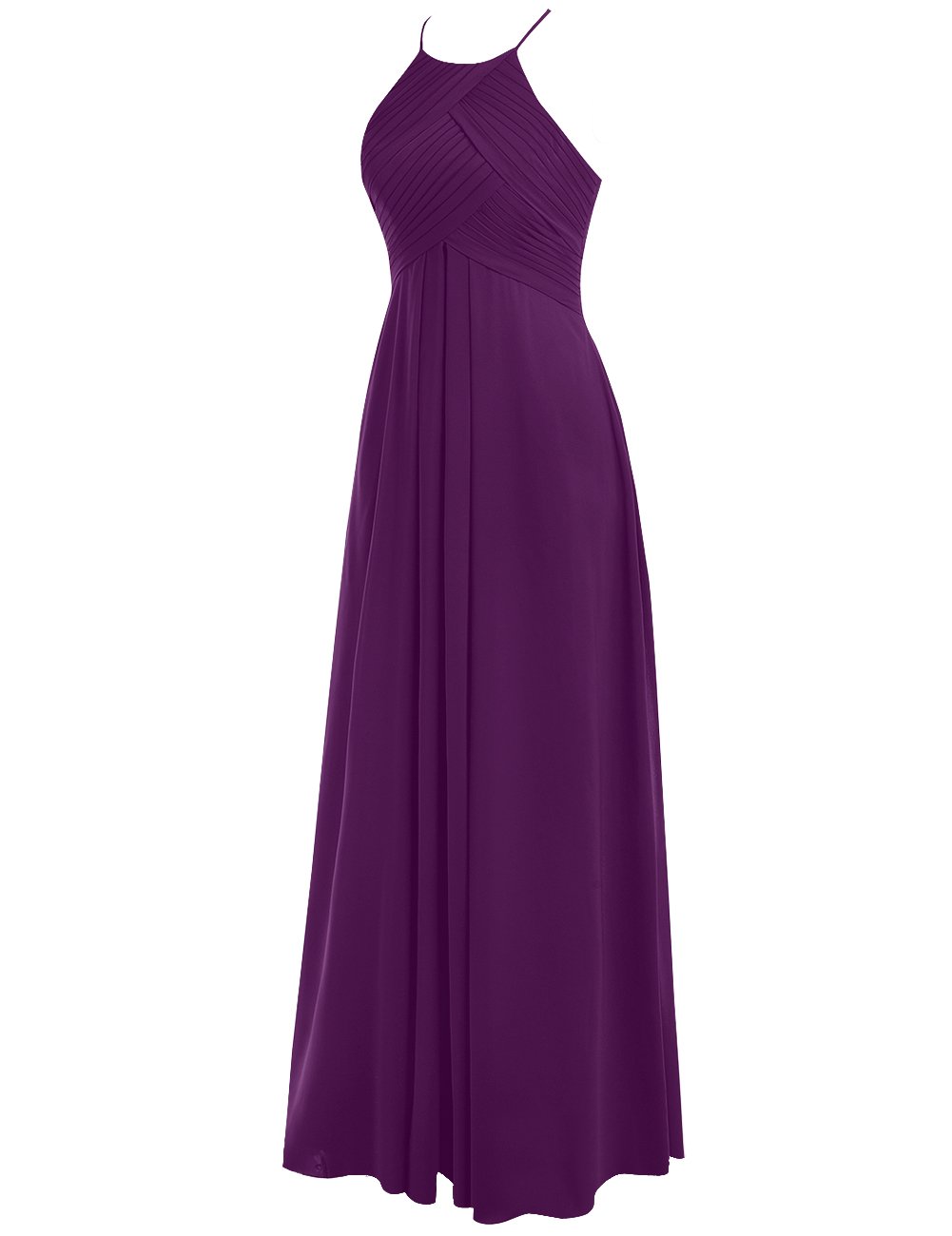 Halter Bridesmaid Dresses Evening Gowns Long Prom Party Dress Chiffon Plus Size Maxi