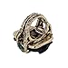 KAYMEN FASHION JEWELLERY Cubic Gem Resin Stone with Crystal Elastic Stacking Rings Antique Gold and Silver Tone 3 Colors (Green)