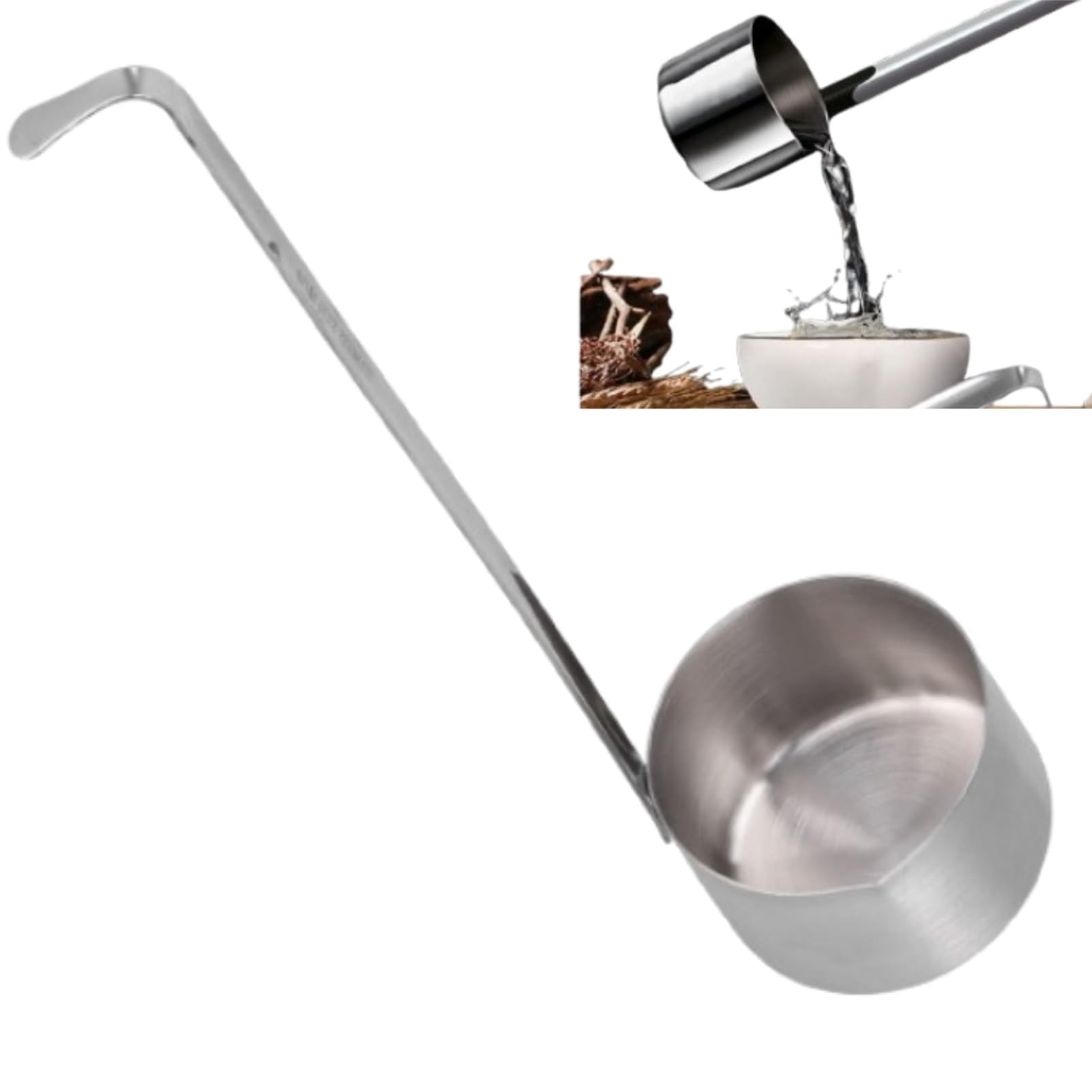 Stainless Steel Soup Ladle, Wine Ladles Metal Soup Ladle with Long Handles Wine Measuring Spoon Canning Ladle Oil Soup Spoon for Stirring Liquid(500ML)