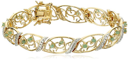 UPC 696737264251, 18k Yellow Gold-Plated Sterling Silver Emerald Bracelet, 7.5&quot;