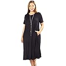 Modern Kiwi Short Sleeve Flowy A-Line Pocket Midi Maxi Dress Green 3X