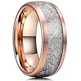 THREE KEYS JEWELRY 4mm 6mm 8mm Tungsten Wedding Ring Imitated Meteorite Rose Gold Brushed/Polished Band
