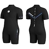 JSNORKLET Plus Size Wetsuit for Women and Men, 3mm Back Zip Shorty Wetsuit